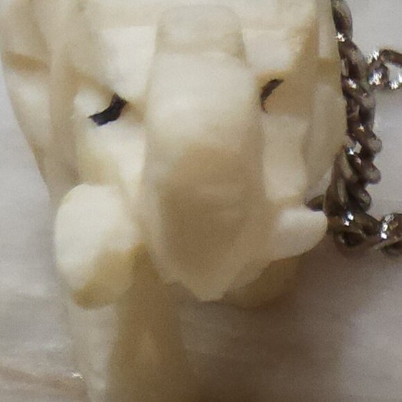 Vintage Carved Elephant Pendant Necklace, Tiny Resin Elephant - Picture 7 of 8